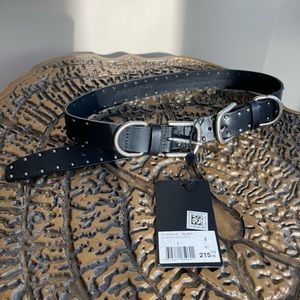New with Tags The Kooples 100% Calf Leather Belt Black with Spikes